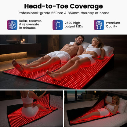 iReliev FullGlow 360 Full Body Red Light & Near Infrared Therapy Bag with red light panels and adjustable straps.
