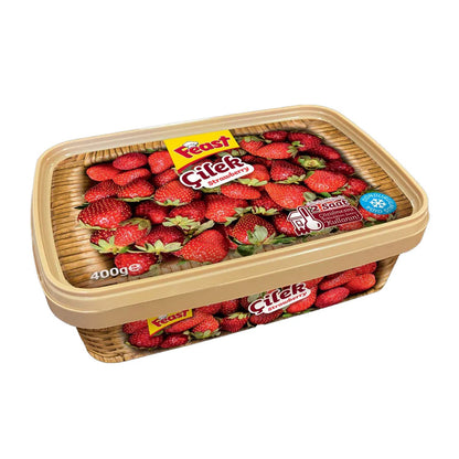 Frozen Feast Donuk Frambuaz raspberry, 350g from S101, showing vibrant, frozen raspberries in a clear container.