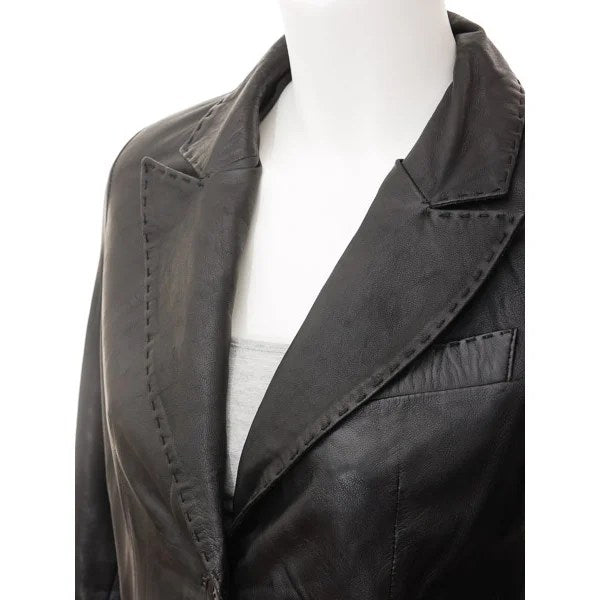 Women’s classic black leather blazer by Converse, stylish leather jacket for women, from Gear Hikes.