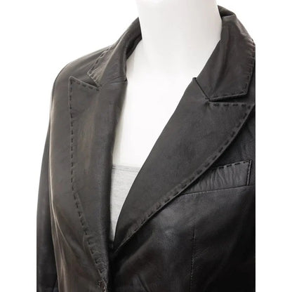 Women’s classic black leather blazer by Converse, stylish leather jacket for women, from Gear Hikes.