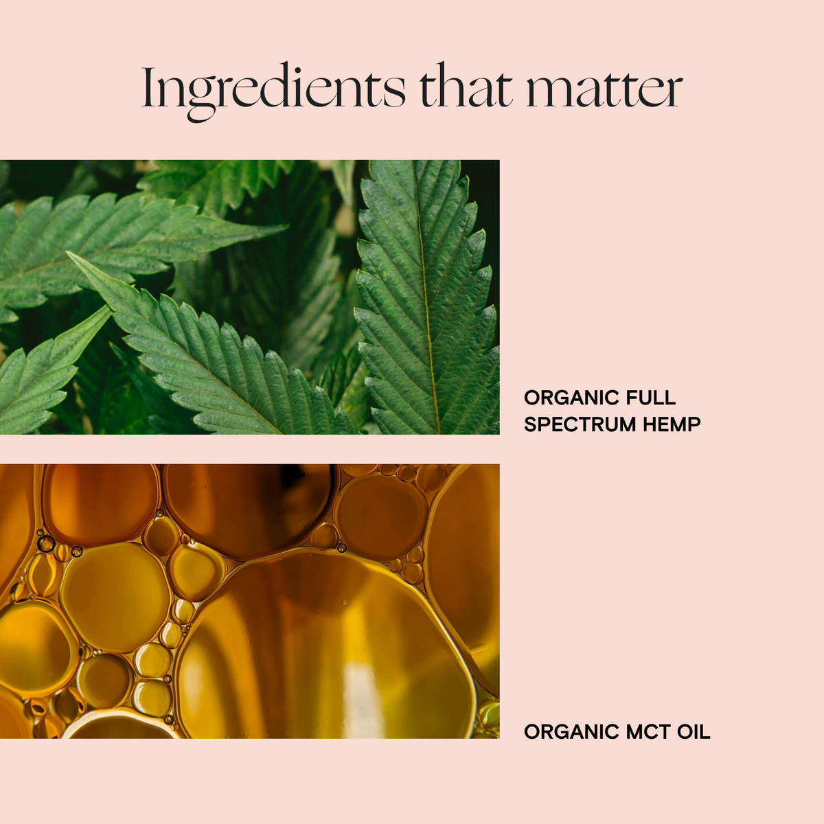Foria Daily Blend oils and tinctures ingredients, showing a variety of natural plant extracts and herbal components.