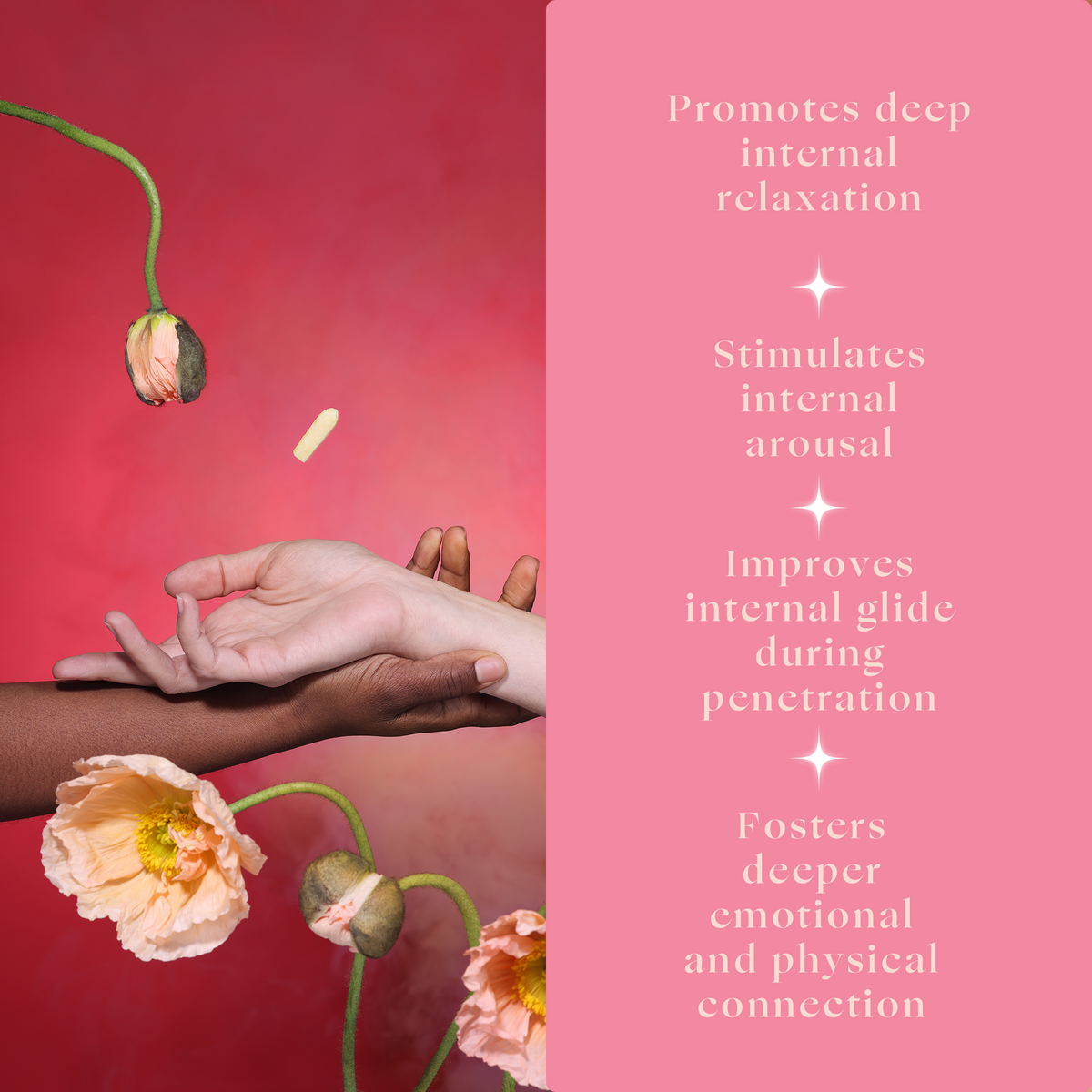 Foria Intimacy Melts with CBD, close-up of the product packaging highlighting its benefits and natural ingredients.