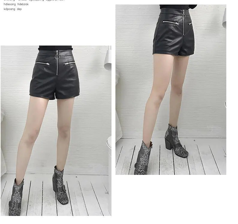 High-Waisted A-Line Loose Fit Wide-Leg Leather Pants