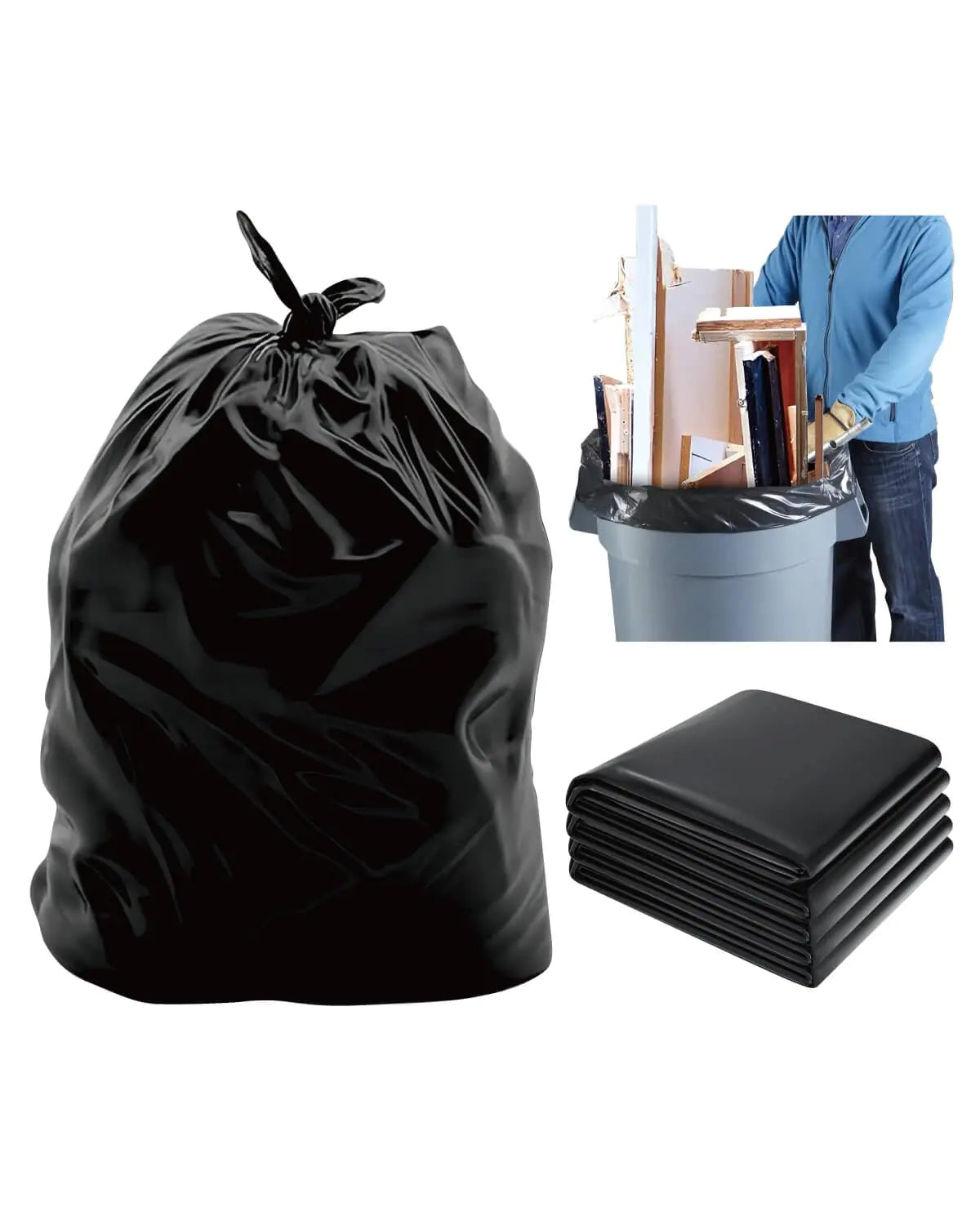 Generic Contractor Garbage Bags - 6.0 Mil Heavy Duty Trash Bags - Contractor Bags - Contractor Trash Bags- Construction Bags 20 Pack Black 55 Gallon (32"" X 52"")