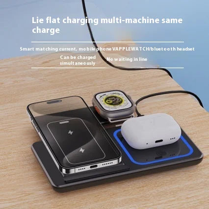 3 In 1 Wireless Charger Station – Fast Qi-Certified, Foldable Design with Magnetic Components