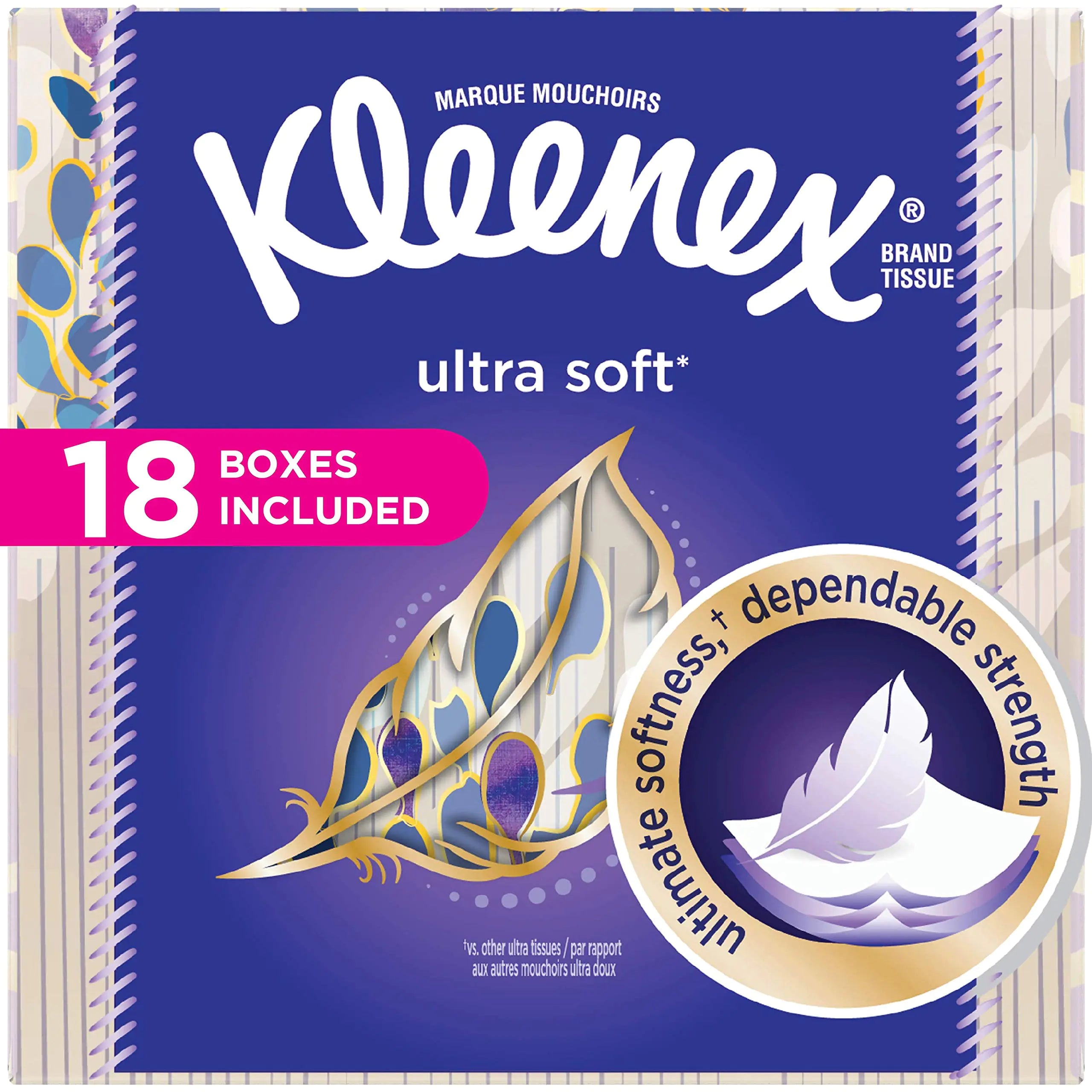 Kleenex Ultra Soft Facial Tissues Cube Box 75 Tissues per Cube Box 18 Packs