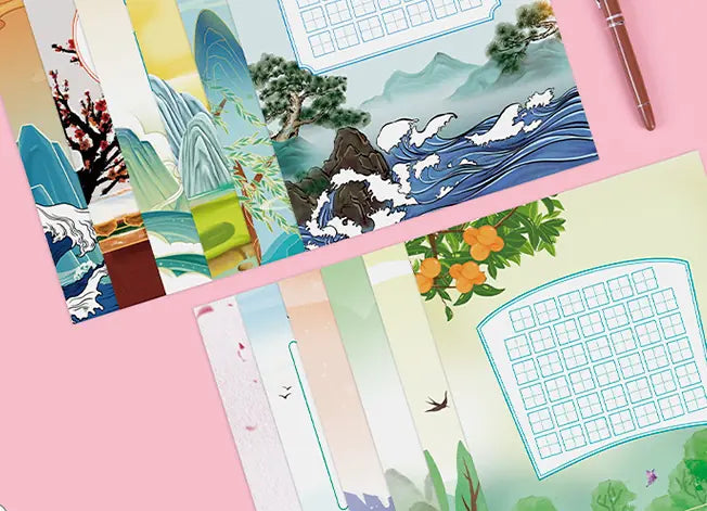 Grade 6 A4 Practice Calligraphy Paper with Design