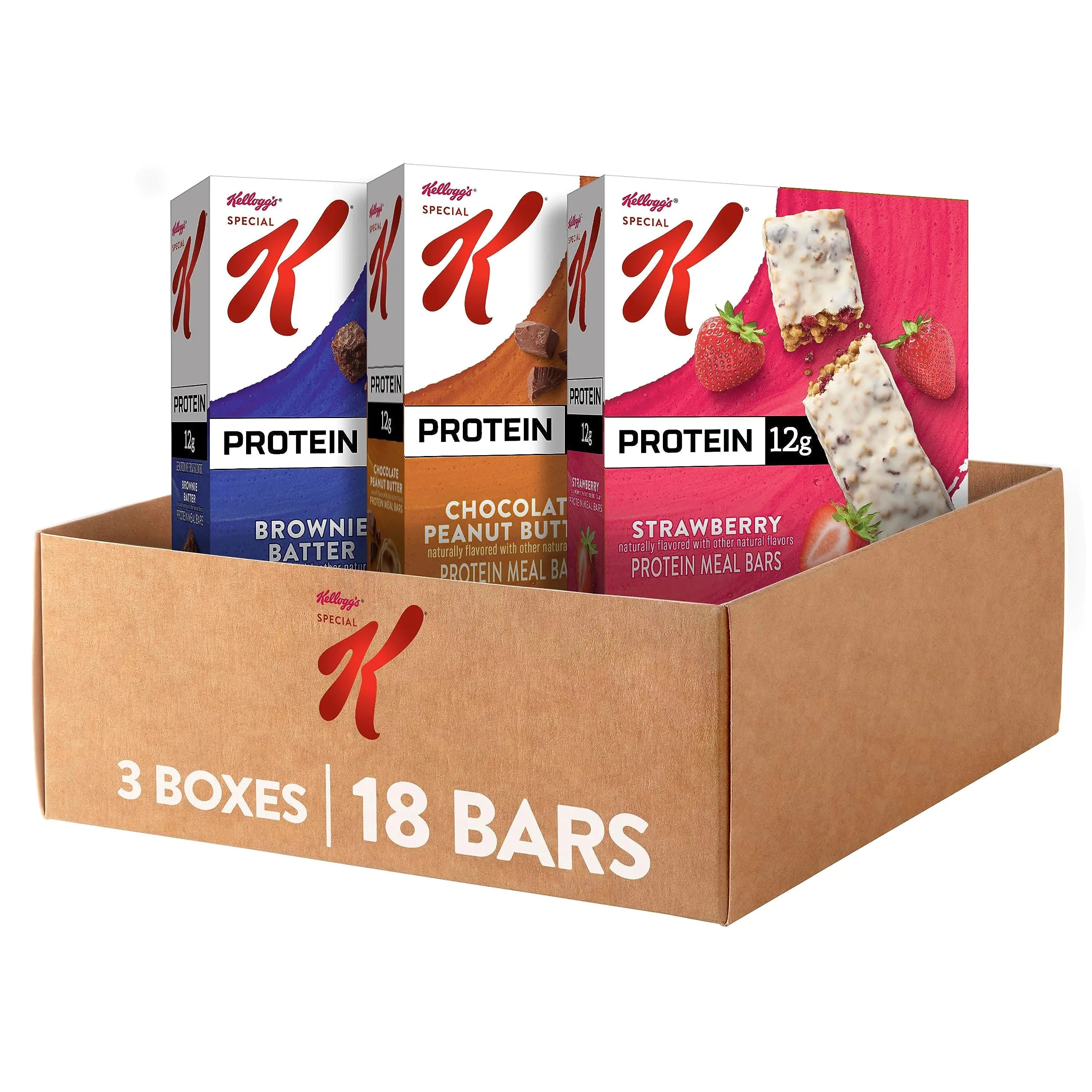 Special K Bar Protein Meal Bars Meal Replacement Bulk Protein Snacks Variety Pack (3 Boxes 18 Bars)