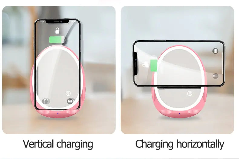 Portable Stand Mirror with Light and Wireless Charger