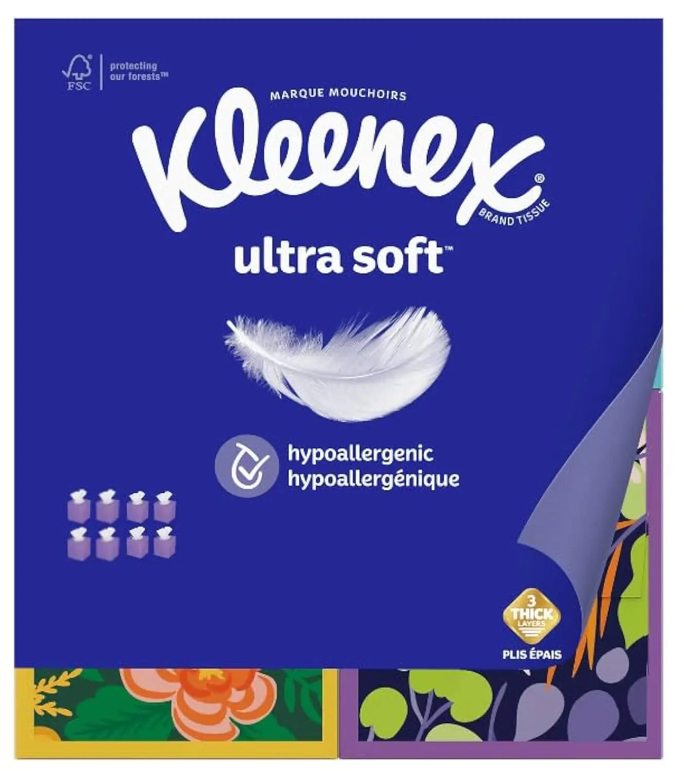 Kleenex Ultra Soft 8 Cube Boxes 72 Tissues per Box - Designs and Packaging May Vary