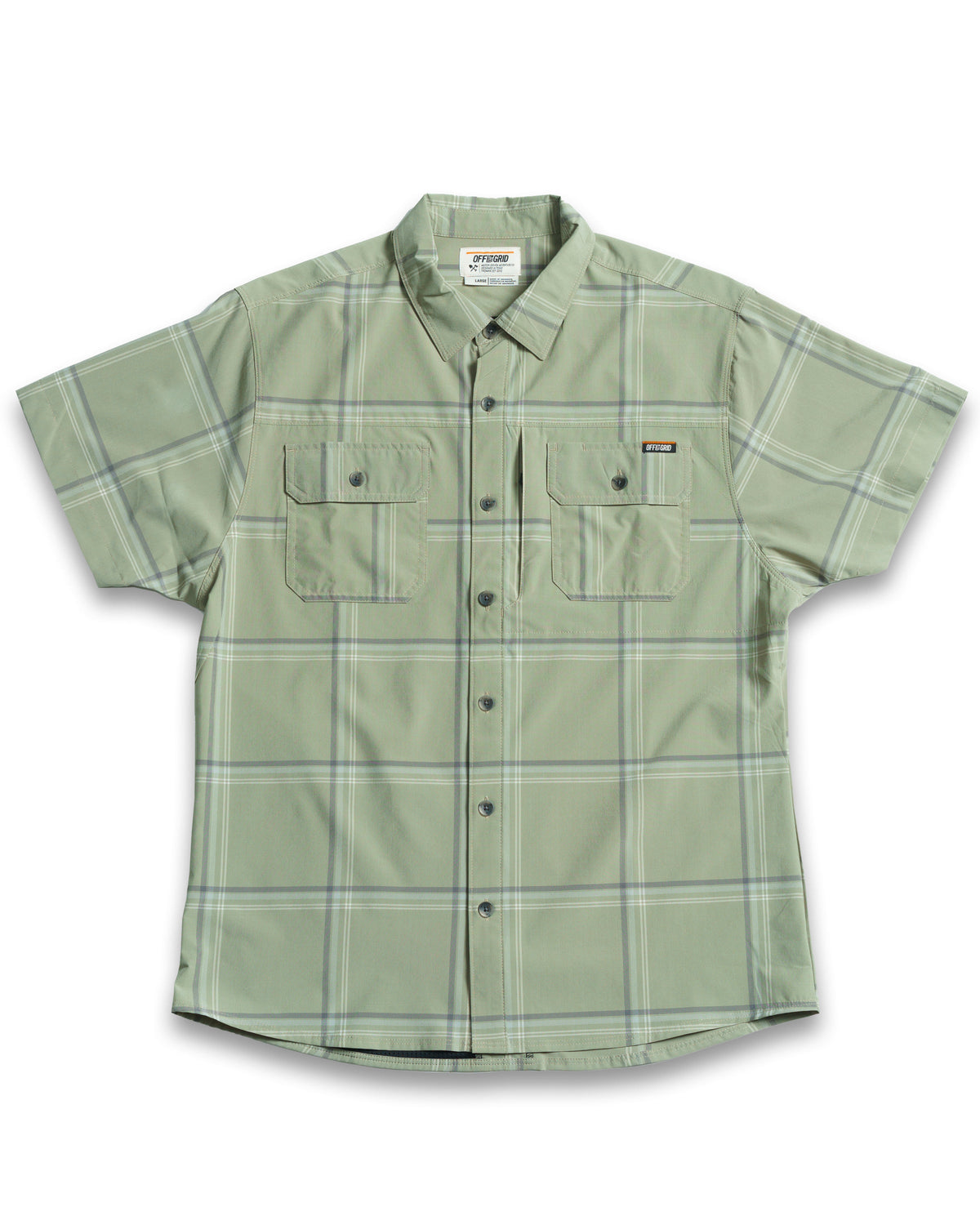 Sage green short sleeve Jack Knife SS shirt by Off The Grid Surplus featuring a casual fit and button-front design.
