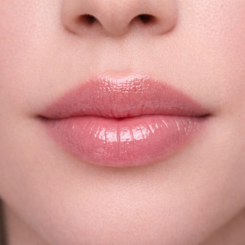Shiny diamond lip gloss by KE Cosmetics featuring a clear tube with a sparkling, glossy finish for luscious lips.