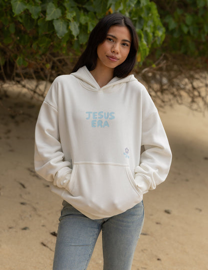 Unisex hoodie by Elevated Faith featuring a Jesus Era design, with a comfortable fit and casual style in a neutral color.