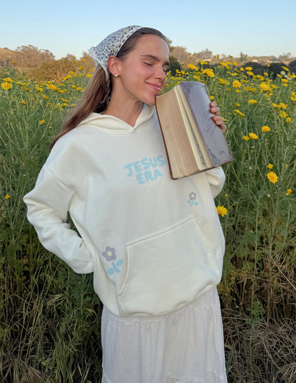Unisex Jesus Era Hoodie by Elevated Faith featuring a biblical-inspired design, comfortable fit, and casual style.
