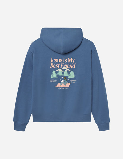 Unisex hoodie by Elevated Faith featuring a Jesus Is My Best Friend graphic in black and white, casual and comfortable fit.