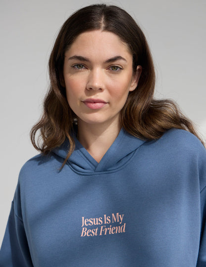 Unisex hoodie by Elevated Faith featuring a Christian design with the phrase "Jesus Is My Best Friend" on the front.