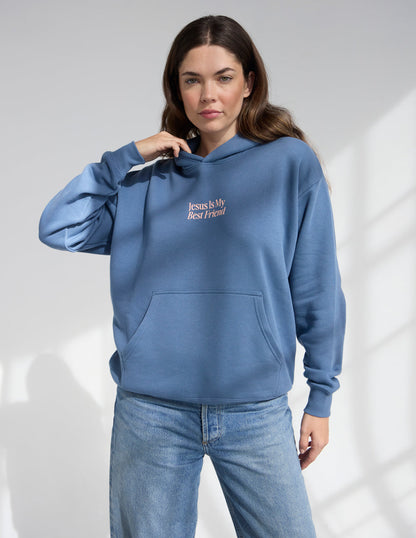 Unisex hoodie by Elevated Faith with "Jesus Is My Best Friend" graphic, featuring a comfortable fit and casual style.