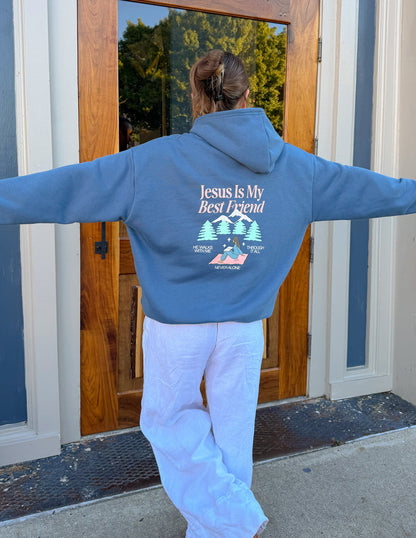 Unisex hoodie featuring a Jesus Is My Best Friend design by Elevated Faith, casual apparel with religious Christian message.