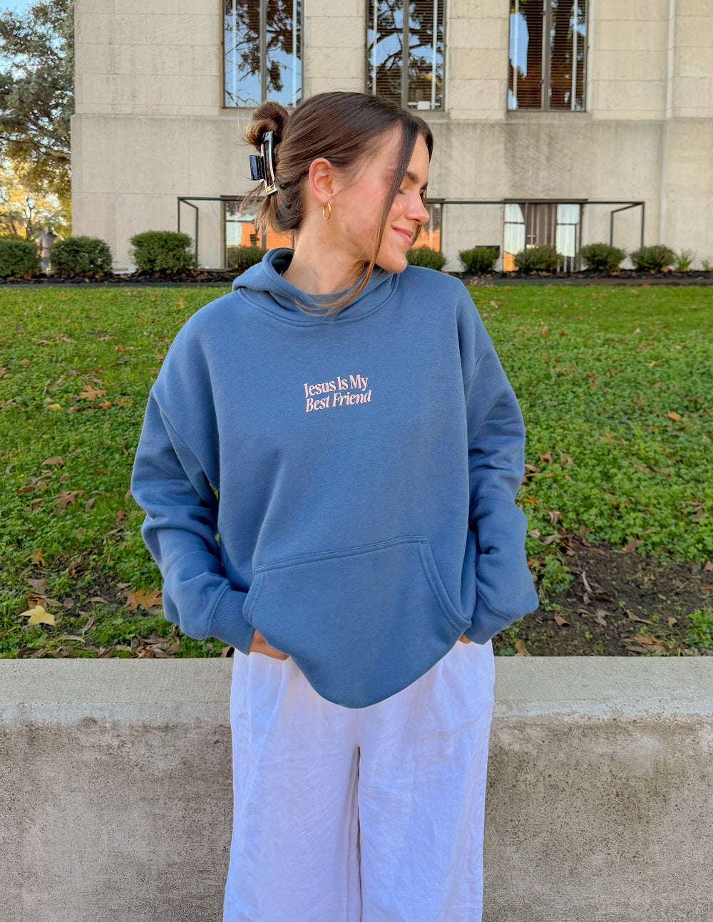 Unisex hoodie with Jesus Is My Best Friend graphic from Elevated Faith, featuring a comfortable fit and casual style.