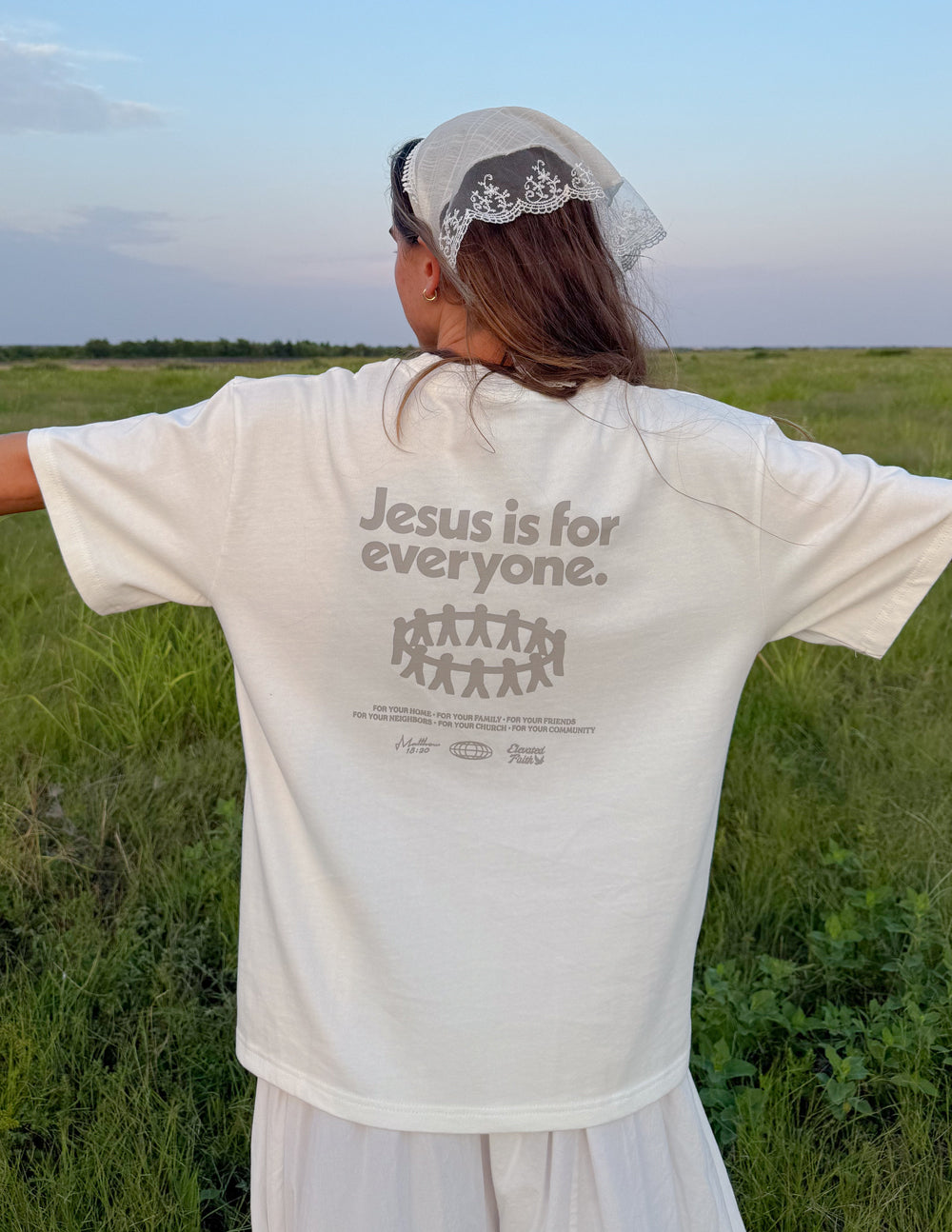 Black Jesus Is for Everyone heavyweight T-shirt by Elevated Faith featuring a bold graphic design on the front.