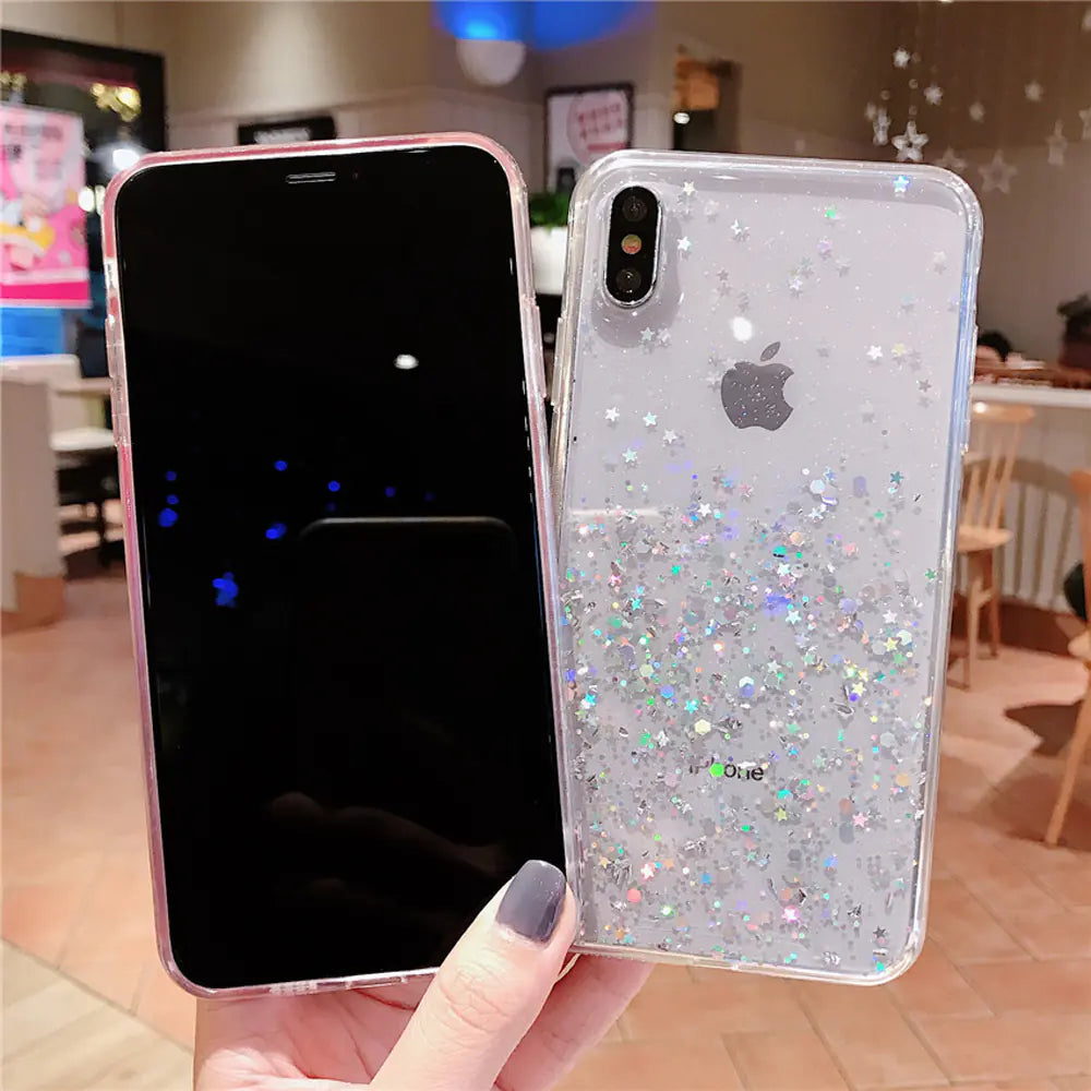 iPhone X Max Creative Transparent TPU Glitter Case