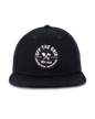 Black Off The Grid Surplus jobsite hat with adjustable strap and durable fabric, designed for outdoor work and protection.