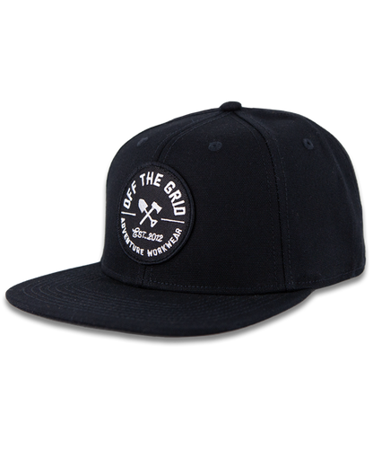 Black Off The Grid Surplus Jobsite Hat with adjustable strap and breathable fabric, designed for work and outdoor activities.