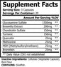 Nutra Moment Joint Flex Ultra supplement facts label showing ingredients and nutritional information for joint health support.