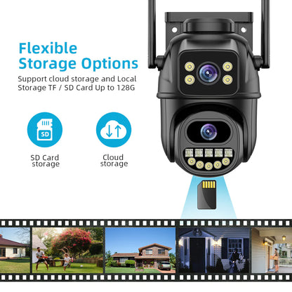Binocular Wireless Surveillance Camera - 360° Night Vision, Dual Lens, Outdoor Smart Security