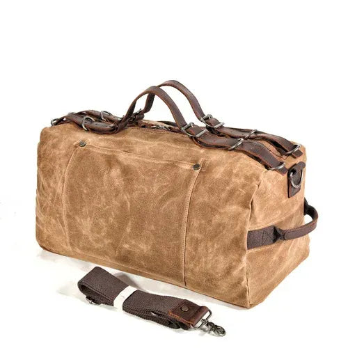 Retro Waxed Canvas Gym Duffel Bag for Men