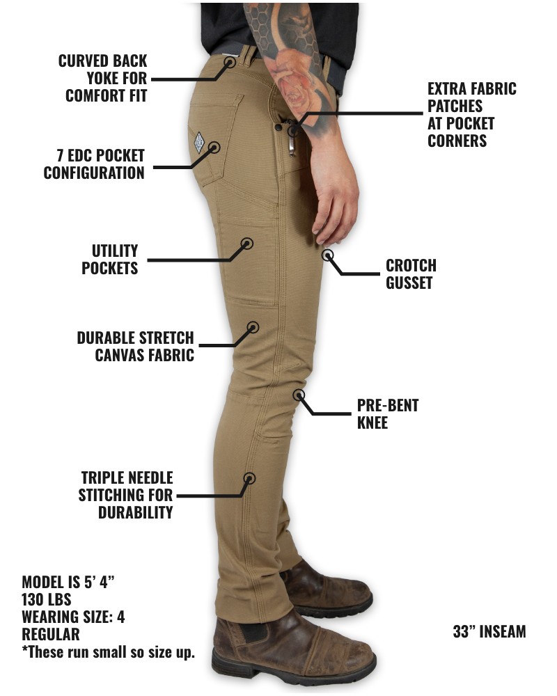 Kestral Women's Coyote Pants by Off The Grid Surplus, showcasing durable outdoor women's pants with a slim fit and functional design.