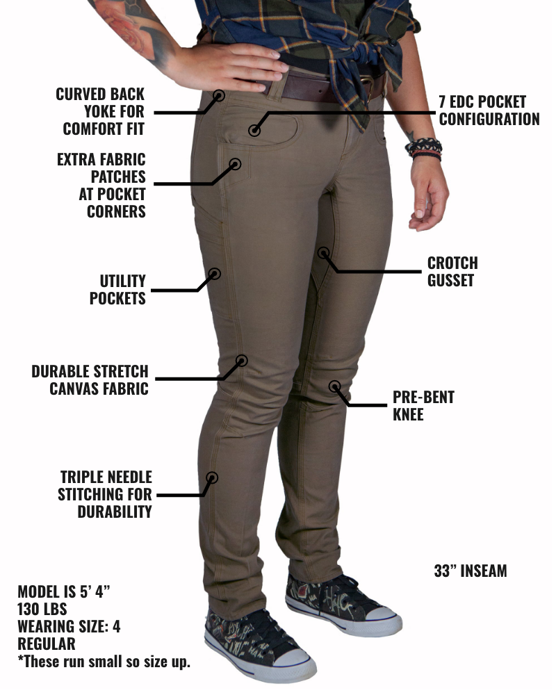 Kestral Women's Deadwood Pants by Off The Grid Surplus, stylish outdoor pants with a rugged design and functional pockets.