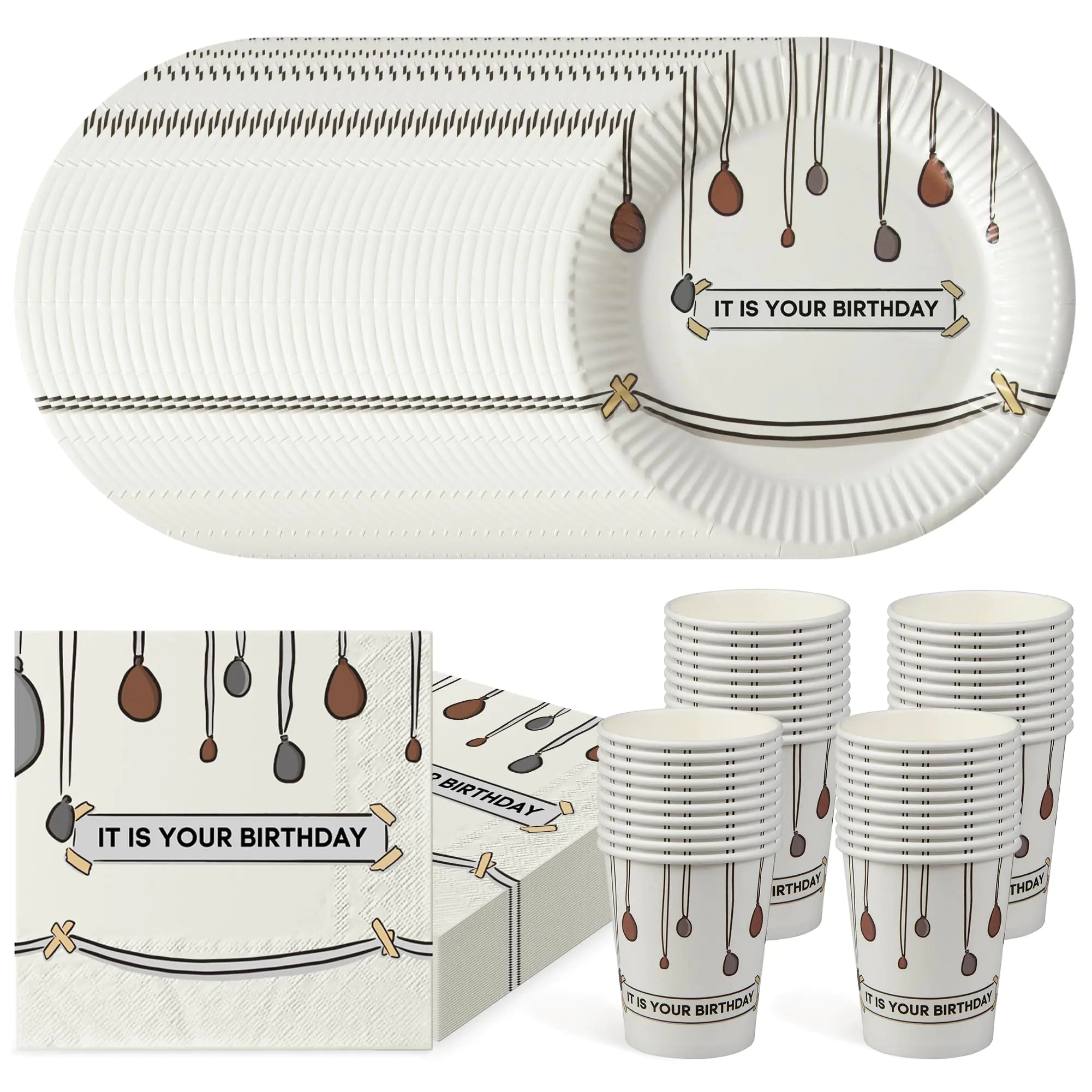 120 PCS It Is Your Birthday Disposable Birthday Party Supplies Set The Office Merchandise Party Decoration Paper Cups Plates and Napkins for The Office TV Show Fans Family Friends and Coworkers