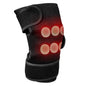 iReliev wearable far infrared heating pad wrapped around a knee for pain relief, showing soft, comfortable knee wrap with infrared technology