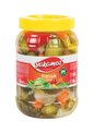 Glass jar of S101 Yakamoz mixed pickles with colorful vegetables inside, showcasing a variety of preserved pickled vegetables.