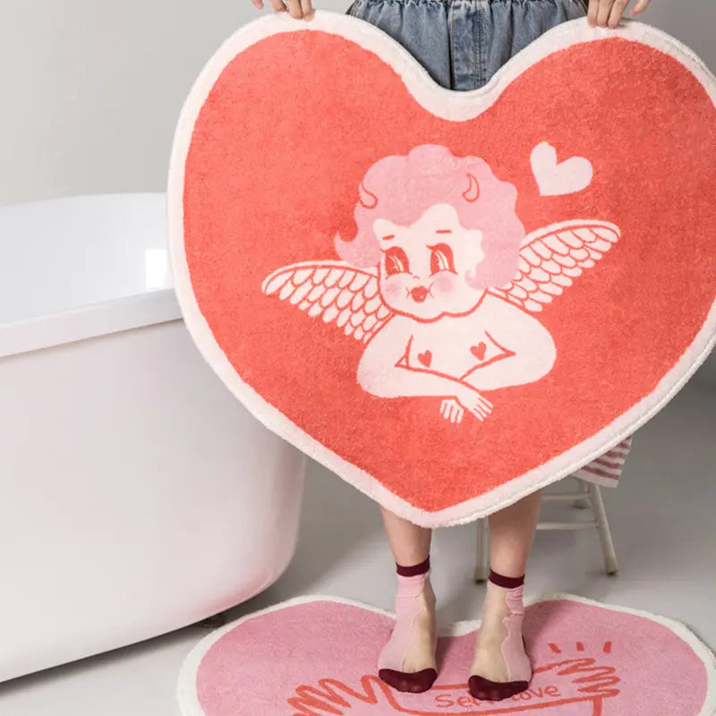 Cute Heart-Shaped Imitation Cashmere Floor Mat