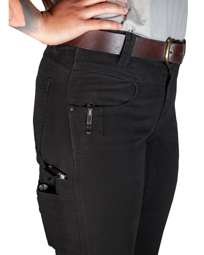 Black Kestral women's pants from Off The Grid Surplus, featuring a tailored fit and casual style on a white background.