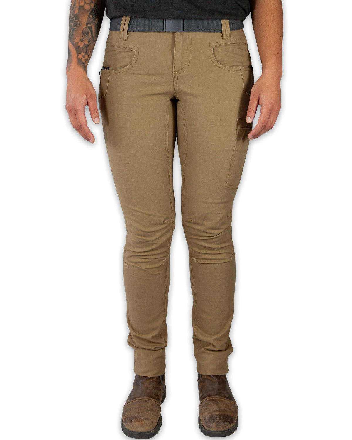 Kestral women's pants by Off The Grid Surplus in coyote color, featuring a comfortable fit and functional design.