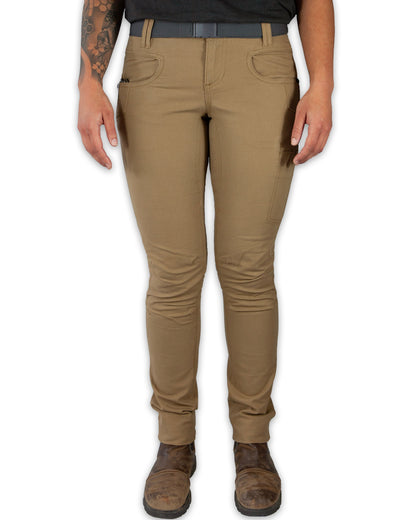 Kestral women's pants by Off The Grid Surplus in coyote color, featuring a comfortable fit and functional design.