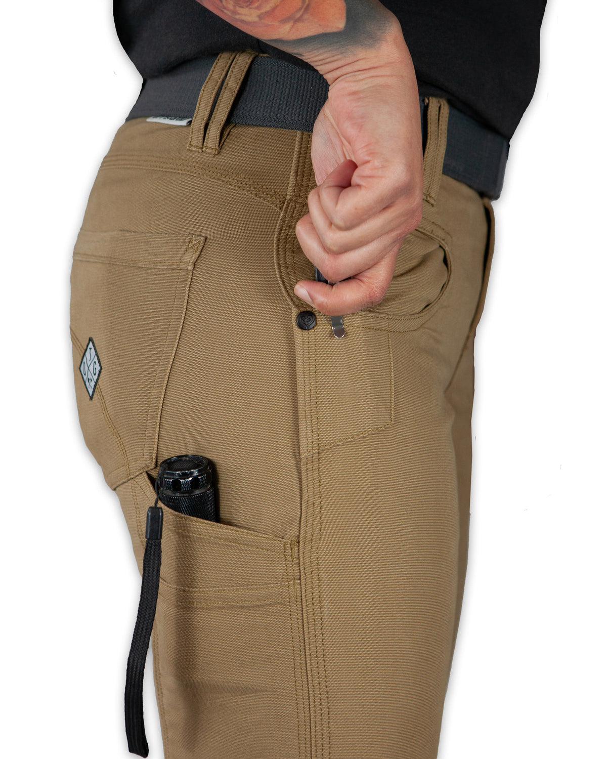 Kestral women's coyote-colored pants from Off The Grid Surplus, casual women's pants with a relaxed fit and practical design.