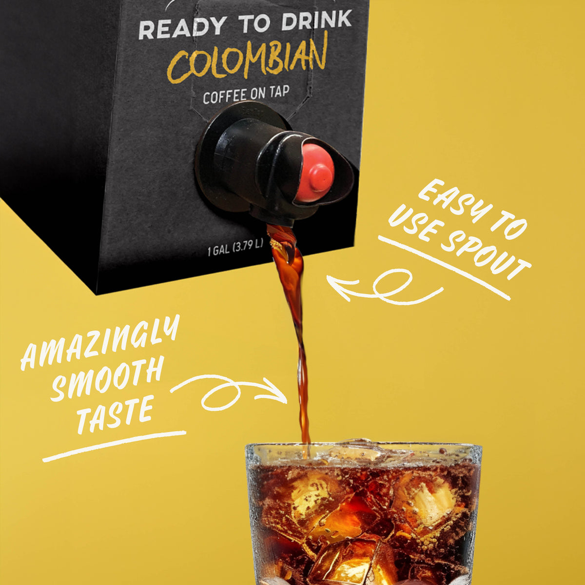 Cold brew on tap by Java House featuring Colombian coffee in a sleek dispenser with a tap handle and glass serving pitcher.