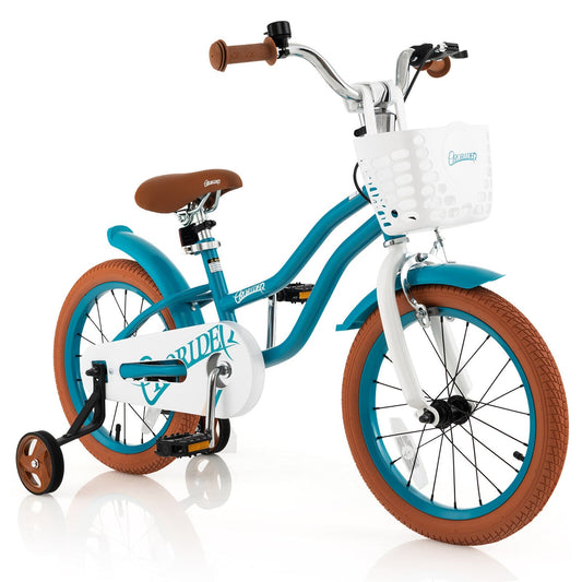 16-inch GBruno kids bike with training wheels and front handbrake, toddler adjustable bicycle for young children.
