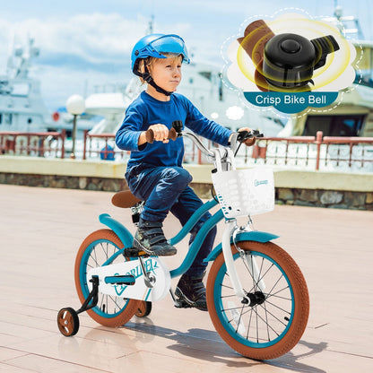 16-inch GBruno Kids Bike with training wheels and front handbrake, toddler-friendly adjustable bicycle for young children.