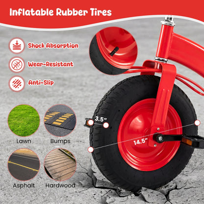 Kids' carbon steel bike with 15-inch inflatable tires, designed for young riders, featuring a sturdy frame and colorful details.