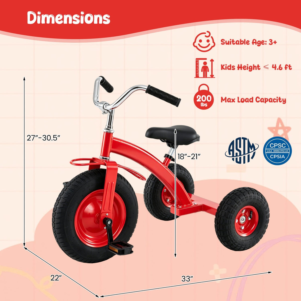 Kids bike with carbon steel frame and 15-inch inflatable tires, designed for children’s outdoor riding.