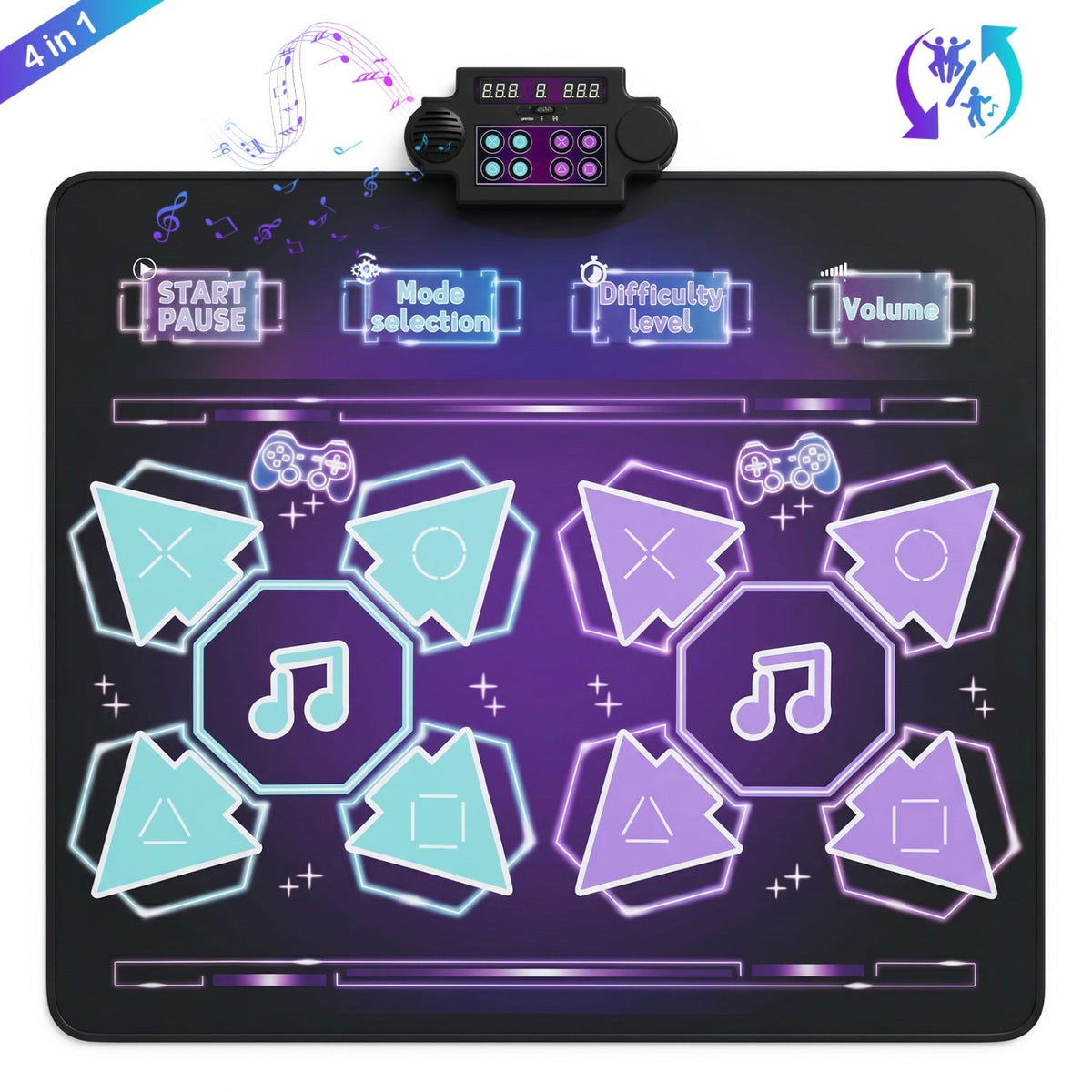 Kids dance mat with LED lights and 8 songs, electronic dance mat for children by GBruno Store, featuring colorful illuminated surface.