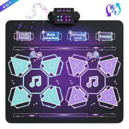 Kids dance mat with LED lights and 8 songs, electronic dance mat for children by GBruno Store, featuring colorful illuminated surface.
