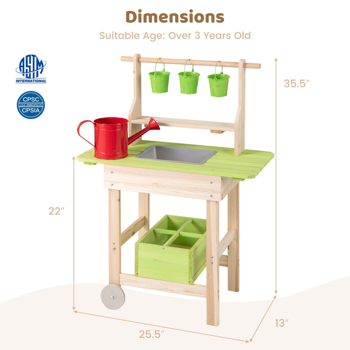 Kids mud play kitchen with removable pots and planting trough, outdoor play set by GBruno Store for imaginative gardening fun.