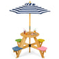 Kids picnic table with stools and foldable umbrella, ideal for backyard and patio, made by GBruno Store.
