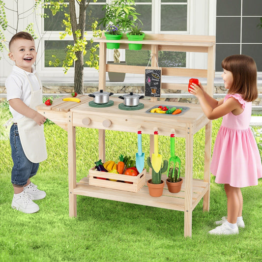 Wooden kids play kitchen set with stoves, perfect for boys and girls ages 3 and up, by GBruno Store